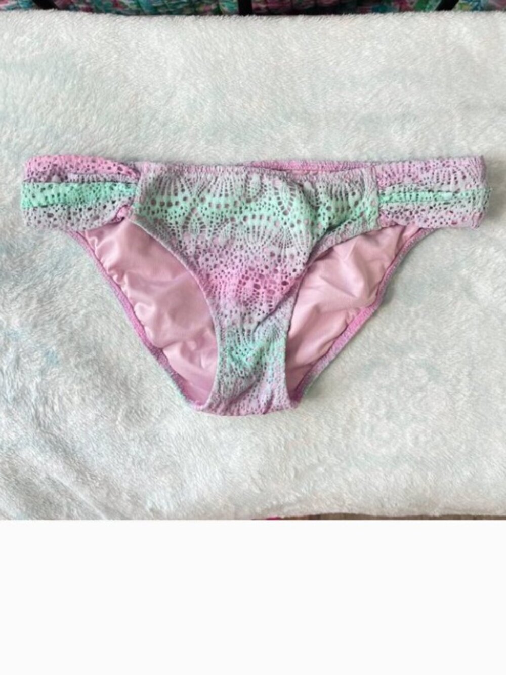 Victoria's Secret Bikini Bottom The Knockout Crochet Lace Mesh Pastel Small